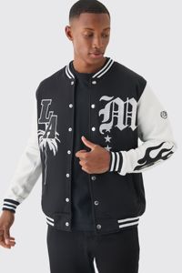Chaqueta Varsity de Invierno para Hombre, de Piel de Oveja, a Prueba de Viento, Personalizada con Letras Bordadas, Estilo Urbano, Talla Grande, Venta al Por Mayor - Product Image 4