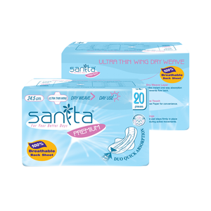 Toallas Sanitarias Sanita Premium 24.5cm Uso Diario Ultra Finas con Alas y Revestimiento Transpirable 20 Unidades - Product Image 3