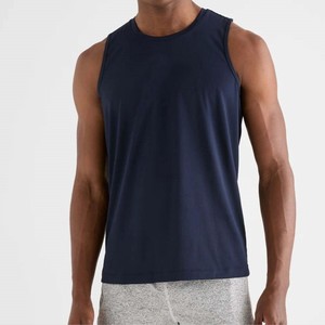 Camiseta sin Mangas para Hombre, Diseño 2026, Logotipo Personalizado OEM, Color Azul Marino, Cuello Redondo, Tejido Transpirable, Ecológico, de Secado Rápido, Color Sólido - Product Image 4