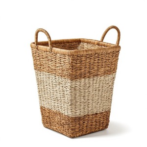 Elegant Natural Seagrass Storage <b>Basket</b> with Rustic Texture Organic Appeal Durable Handles for Kitchen <b>Bathroom</b> Use 5L Capacity - Product Image 4