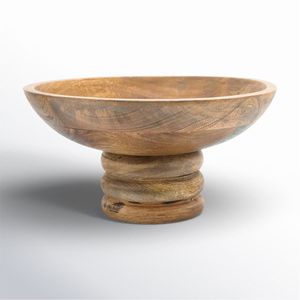 Cuenco de Madera Tallado a Mano con Pedestal, Centro de Mesa Decorativo, Cuenco para Frutas y Ensaladas, Cuenco Decorativo de Madera para Decoración de Mesa en el Hogar y Hoteles - Product Image 3