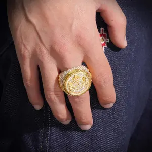 Anillo de Moissanita con Inicial K en Relieve, Plata Sólida Chapada en Oro Blanco, Joyería Clásica de Lujo, Unisex, Estilo Urbano - Product Image 2