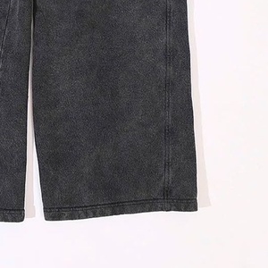 Vintage hommes décontracté 420G gris coton pantalons de survêtement personnalisable taille moyenne jambe droite lavage à l'acide sport Style toile brodée - Product Image 5