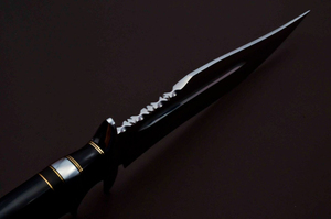 มีดล่าสัตว์ปลายแหลมสแตนเลส พร้อมคมหยัก ด้ามหนัง ความยาวรวม 15 ซม. - Product Image 4