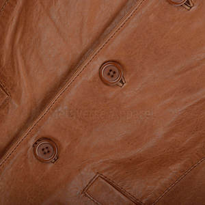 Men's <b>Brown</b> Genuine Leather V-neck <b>Vest</b> Casual Outerwear With Front Pocket Belt Closure - Product Image 2