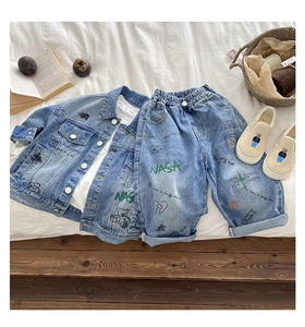 Conjunto de Ropa de Alta Calidad para Niños y Niñas de 2 a 8 Años, Chaqueta de Mezclilla Oxford, Conjunto de Moda para Primavera/Otoño - Product Image 3
