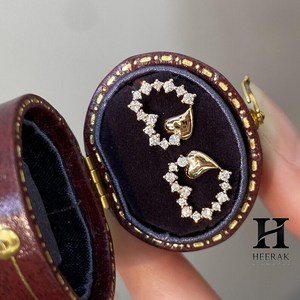 Boucles d'oreilles romantiques en forme de cœur avec diamants de laboratoire, en or rose 14 carats, boucles d'oreilles en forme de cœur ouvert, bijoux à l'accentuation de cœur - Product Image 4