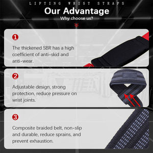 สายรัดยกน้ำหนักสำหรับเดดลิฟท์ ป้องกันการลื่น พร้อมที่รองรับข้อมือ และโลโก้แบบกำหนดเอง - Product Image 6