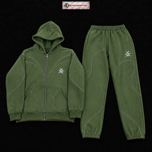 Green Tracksuit Men Custom Logo <b>Full</b> <b>Zip</b> <b>Hoodie</b> Jogger Pants Set Streetwear Fashion Sportswear Casual Gym Training Wholesale Fit - Product Image 5