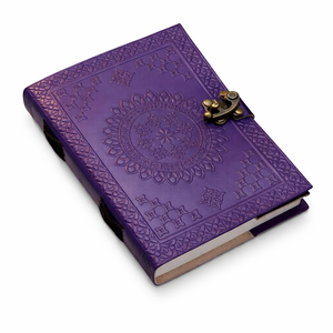 Wholesale Custom Purple Embossed Leather Journal <b>Lock</b> Handmade Vintage Diary Spellbook Grimoire Book of Shadows - Product Image 1