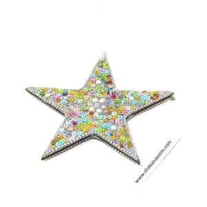 Árbol de Navidad Semilla de vidrio negro Forma de estrella con cuentas con brillo colorido Hermosa forma de estrella Colgantes de árbol de Navidad - Product Image 2