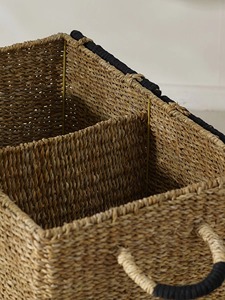 Cesta de mimbre de algas marinas dividida en 2 compartimentos, cesta de almacenamiento hecha a mano, venta al por mayor, ecológica, hecha en Vietnam - Product Image 3