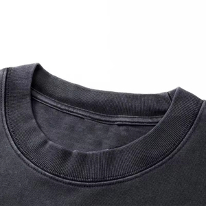 เสื้อยืดพิมพ์ลาย DTG แบบกำหนดเอง ลวดลายกราฟิก ย้อมสีแบบ Acid Wash ซีดจางสไตล์วินเทจ ผ้าฝ้าย 100% คุณภาพพรีเมียม ทรงครอป บ็อกซี่ สำหรับผู้ชาย - Product Image 2