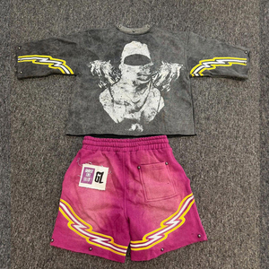 High Quality Custom Men's Casual 100% Polyester Acid Washed Sublimation Transfer Print Solid Fleece Suit Sets Breathable - Product Image 5
