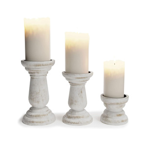 Luxury Hand Carved White Wash <b>Wooden</b> Candle <b>Holders</b> Natural Mango Wood Candle Stand Set of 3 for Wedding Living Room Decoration - Product Image 5