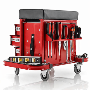 Gabinete Rodante para Herramientas con 3 Cajones, Asiento Acolchado, Bandeja para Herramientas y Ruedas Giratorias, Asiento para Mecánico GAPGAR034 - Product Image 3