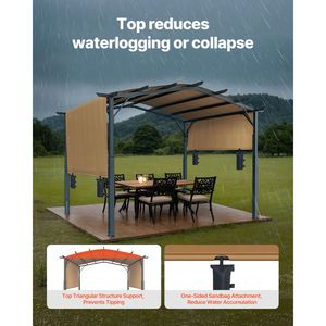 Pergola in Metallo con Tetto Arcuato 12x10ft, Grande Tenda Parasole per Patio - Product Image 4