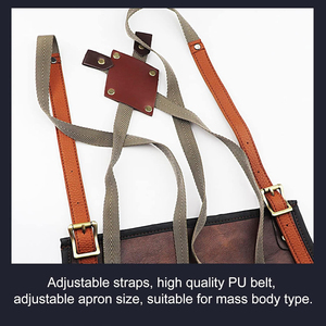 Tablier de travail en cuir véritable unisexe, vente en gros ODM/OEM, taille réglable, plusieurs poches, résistant à l'abrasion, détection des aiguilles - Product Image 4