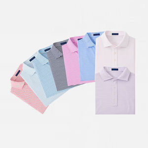 Nouveaux polos de golf pour hommes à manches courtes rayés, respirants, ajustés, de qualité supérieure, avec logo personnalisé, best-sellers - Product Image 1