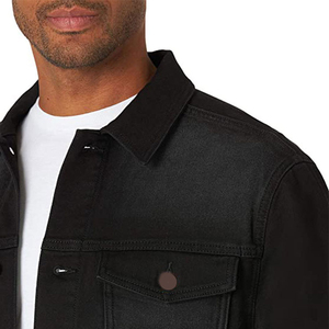 Veste en jean pour homme, nouvelle collection, couleur noire, style streetwear, doublée de fourrure, pour l'automne et l'hiver, design élégant. - Product Image 3