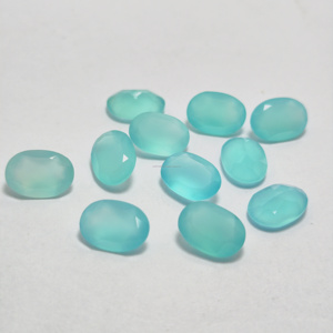 Piedras Preciosas de Calcedonia Aqua Natural, Corte Ovalado, Pulimentadas para Joyería - Product Image 4