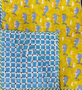 Cotton Soft Breathable Blanket <b>Quilt</b> Dohar Hand Block Print Floral Design AC Blanket Small Orange Pattern Blanket For <b>Bedding</b> - Product Image 2
