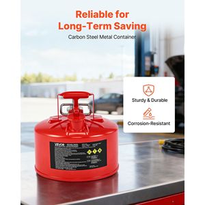 Tanica per Carburante in Acciaio Inox da 2,5 Galloni, Tipo II Rossa con Arresto Fiamma e Coperchio Autobloccante per Conservazione Benzina - Product Image 3