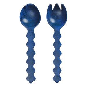 Ensemble de Cuillères à Salade Vertes Marbrées avec Poignées Torsadées, Outils de Salade en Résine Écologique, Lavables au Lave-Vaisselle et Compatibles Micro-Ondes - Product Image 2