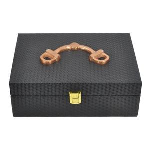 Hot Sell Leather Box With Gold Horse Bit Handle Decorative Boxes & <b>Bins</b> Latest Arrival Multifunctional Style Storage Box Black - Product Image 5