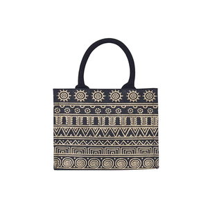 กระเป๋าช้อปปิ้งผ้ากระสอบคุณภาพพรีเมียม ลายเรขาคณิต สไตล์โบฮีเมียน แฟชั่น สะพายง่าย หูหิ้วบุผ้า แข็งแรง จุของได้เยอะ - Product Image 2
