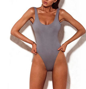 Traje de Baño Entero Negro para Mujer, Cuello Redondo, Cintura Alta, Color Sólido, Elástico, Ajuste Regular, Tejido de Spandex y Poliéster - Product Image 4
