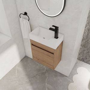 Mobile bagno sospeso da 18 pollici con lavabo in resina bianca e anta con chiusura ammortizzata - Product Image 5