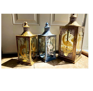 Linterna de metal para Eid, linterna decorativa para el Ramadán, portavelas para el hogar, linterna para iluminación decorativa en interiores y exteriores, para el jardín del hogar. - Product Image 1