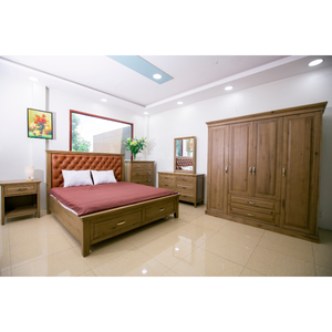 Modern Adjustable Oak Bedroom Set Vietnam Solid Wood <b>Bed</b> Eco-Friendly ADELA Brand Multi-Functional Storage <b>Space</b> <b>Saving</b> Home - Product Image 1
