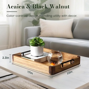 Trending Design <b>Rustic</b> Wooden Serving Tray With Vintage Appearance For Farmhouse Kitchen And <b>Coffee</b> <b>Table</b> Decoration - Product Image 5