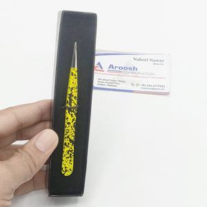 Pince d'extension de cils jaune double ton d'isolation en acier inoxydable avec logo personnalisé en gros - Product Image 2