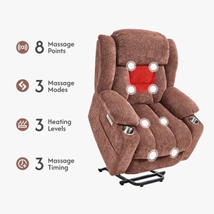 Poltrona Reclinabile Elettrica per Anziani con Funzioni Massaggio e Riscaldamento, Poltrona in Pelle per il Massimo Comfort in Soggiorno - Product Image 3