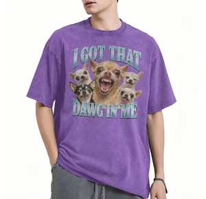 <b>Men's</b> Short Sleeve O-Neck T-Shirt With Chihuahua Dog Print Casual Wear Regular Fit Cotton Jersey Fabric - Product Image 2