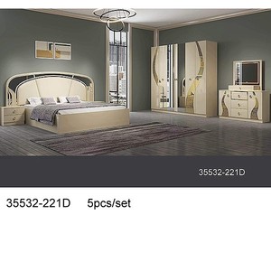 Juego de dormitorio moderno 35532-202D, muebles de madera tamaño completo con cabecero iluminado y armario con espejo - Product Image 5