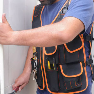 <b>Black</b> Orange Tool <b>Vest</b> With Multiple Pockets For Tools And Accessories Unisex Adult Size Breathable Canvas Material - Product Image 4