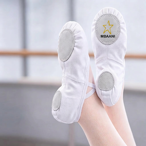 MBAANI รองเท้าบัลเล่ต์แบบนุ่ม ผ้าใบด้านบน พื้นยาง รองเท้าเต้นรำแบบแบนสำหรับผู้หญิง รองเท้าบัลเล่ต์แบบสวม สบายเท้า - Product Image 6