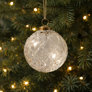 Luxury High Quality Embossed Glass | <b>Christmas</b> Ball Ornament Modern Machine-Made Hanging <b>Tree</b> Decoration Festive Home 1 Color - Product Image 4