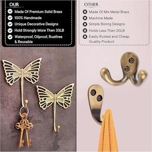 Porte-manteau mural en métal robuste à double crochet pour salle de bain, cuisine, entrée - Product Image 2