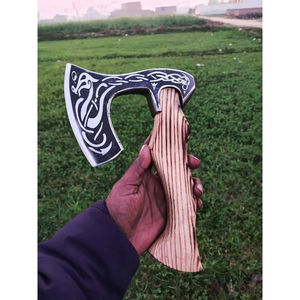 Hacha de Pizza Burraq Industrial, Hecha a Mano, de Acero al Carbono, con Mango de Madera de Palisandro y Funda de Cuero, de 10 Pulgadas, para Caza al Aire Libre - Product Image 4