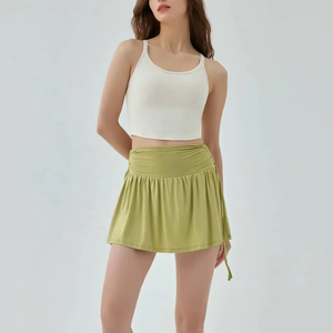 Women's 2026 Solid Tennis <b>Skirts</b> High Waist & <b>Elastic</b> Wideband Design 2in1 Pockets Shorts Sportswear Quick Dry Breathable - Product Image 3