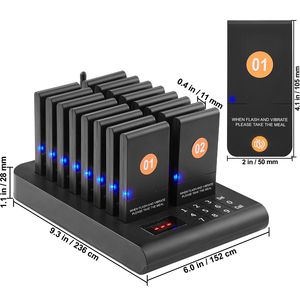 Sistema Pager Wireless per Ristoranti, Raggio d'Azione 500m, per Gestione Code Clienti, Funzioni di Attesa Clinica, Beeper con Vibrazione per Clienti - Product Image 2