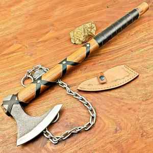 Hacha Nórdica Forjada a Mano Ragnar Lothbrok, Hacha Medieval con Cuchilla Barba de Tigre, Mango con Envoltura de Cuero, Hacha para Camping y Caza, Regalo - Product Image 6