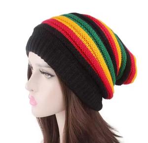 Unisex Hand Knitted Beanie Hat Solid Rasta Color Boho Style <b>Winter</b> <b>Cap</b> 100% Polyester Adjustable Adult Size 56-58CM Breathable - Product Image 1