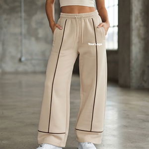Pantalones Deportivos Holgados de Felpa 100% Algodón a Precio de Mayoreo, Diseño con Ribetes, Ropa Deportiva para Gimnasio y Entrenamiento, Estilo Holgado para Mujer - Product Image 1