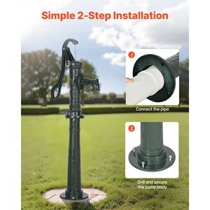 Pompa Manuale Antica in Ghisa per Acqua, Sollevamento Massimo 20 piedi, con Connessione NPT 1-1/4, Pompa a Secchio per Pozzo con Base Rialzata - Product Image 5